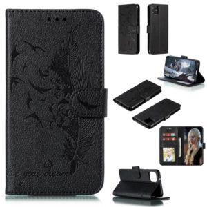 Feather Pattern Litchi Texture Horizontal Flip Leather Case with Wallet & Holder & Card Slots For Google Pixel 4XL(Black) (OEM)