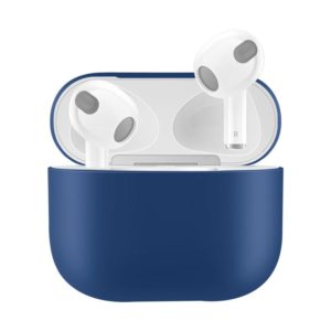 Solid Color Silicone Earphone Protective Case for AirPods 3(Dark Blue) (OEM)