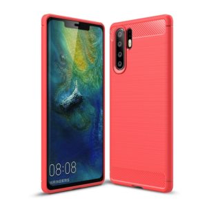 Brushed Texture Carbon Fiber Shockproof TPU Case for Huawei P30 Pro (Red) (OEM)