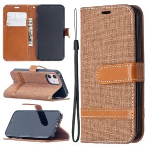 For iPhone 12 mini Color Matching Denim Texture Horizontal Flip Leather Case with Holder & Card Slots & Wallet & Lanyard(Brown) (OEM)
