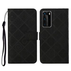For Huawei P40 Pro Ethnic Style Embossed Pattern Horizontal Flip Leather Case with Holder & Card Slots & Wallet & Lanyard(Black) (OEM)