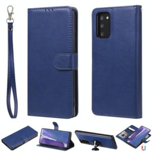 For Samsung Galaxy Note 20 Ultra 2 in 1 Solid Color Detachable PU Leather Case with Card Slots & Magnetic Holder & Photo Frame & Wallet & Strap(Blue) (OEM)