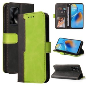 For OPPO A74 4G / F19 4G Business Stitching-Color Horizontal Flip PU Leather Case with Holder & Card Slots & Photo Frame & Lanyard(Green) (OEM)