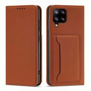 For Samsung Galaxy A42 Strong Magnetism Liquid Feel Horizontal Flip Leather Case with Holder & Card Slots & Wallet(Brown) (OEM)