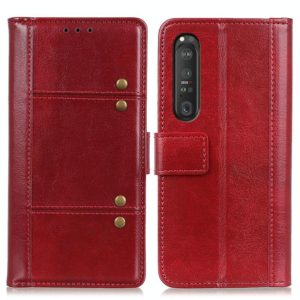 For Sony Xperia 1 III Peas Crazy Horse Texture Horizontal Flip Leather Case with Holder & Card Slots & Wallet(Red) (OEM)