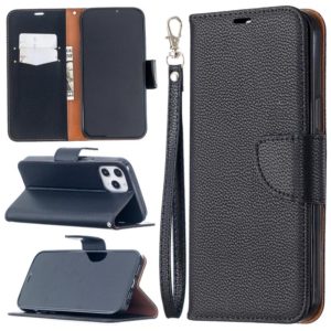 For iPhone 12 Pro Max Litchi Texture Pure Color Horizontal Flip Leather Case with Holder & Card Slots & Wallet & Lanyard(Black) (OEM)