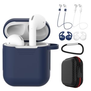 7 PCS Wireless Earphones Shockproof Silicone Protective Case for Apple AirPods 1 / 2(White Blue) (OEM)