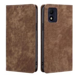 For Alcatel 1B 2022 RFID Anti-theft Brush Magnetic Leather Phone Case(Brown) (OEM)