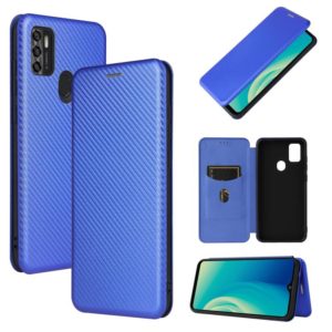 For ZTE Blade A7s 2020 Carbon Fiber Texture Horizontal Flip TPU + PC + PU Leather Case with Card Slot(Blue) (OEM)