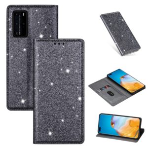 For Huawei P40 Pro Ultrathin Glitter Magnetic Horizontal Flip Leather Case with Holder & Card Slots(Gray) (OEM)