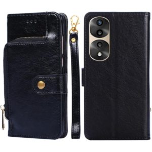 For Honor 70 Pro/70 Pro+ Zipper Bag PU + TPU Horizontal Flip Leather Phone Case(Black) (OEM)