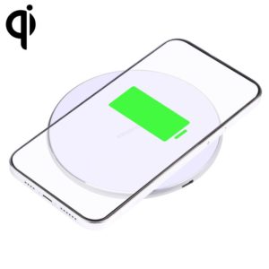 10W QI Plaid Pattern Round Metal Wireless Charger (White) (OEM)