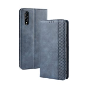Magnetic Buckle Retro Crazy Horse Texture Horizontal Flip Leather Case for vivo iQOO Neo/S1/Y7S/Z5,with Holder & Card Slots & Photo Frame(Blue) (OEM)