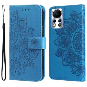 For Infinix Hot 11S NFC 7-petal Flowers Embossed Flip Leather Phone Case(Blue) (OEM)