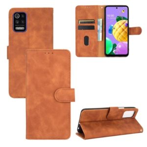 For LG K52 / K62 Solid Color Skin Feel Magnetic Buckle Horizontal Flip Calf Texture PU Leather Case with Holder & Card Slots & Wallet(Brown) (OEM)