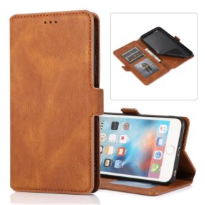 For iPhone 6 Plus Retro Magnetic Closing Clasp Horizontal Flip Leather Case with Holder & Card Slots & Photo Frame & Wallet(Brown) (OEM)