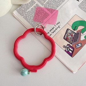Flower-shaped Wave Phone Case Anti-lost Keychain Silicone Bracelet(Red) (OEM)