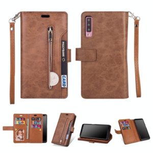 For Samsung Galaxy A70 Multifunctional Zipper Horizontal Flip Leather Case with Holder & Wallet & 9 Card Slots & Lanyard(Brown) (OEM)