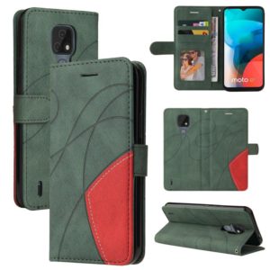 For Motorola Moto E7 Dual-color Splicing Horizontal Flip PU Leather Case with Holder & Card Slots & Wallet(Green) (OEM)