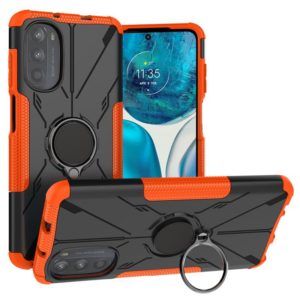 For Motorola Moto G52 Armor Bear Shockproof PC + TPU Phone Protective Case with Ring Holder(Orange) (OEM)