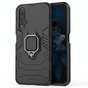 PC + TPU Shockproof Protective Case for Huawei Honor 20, with Magnetic Ring Holder (Black) (OEM)