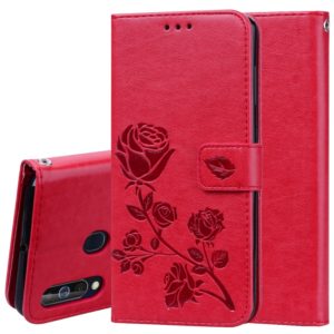 Rose Embossed Horizontal Flip PU Leather Case for Galaxy A60, with Holder & Card Slots & Wallet (Red) (OEM)