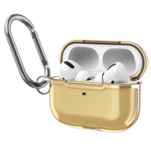 DDEHY668 Electroplated Transparent Silicone + PC Protective Cover For AirPods Pro(Transparent Gold) (OEM)