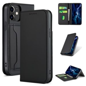 For iPhone 12 mini Strong Magnetism Shockproof Horizontal Flip Liquid Feel Leather Case with Holder & Card Slots & Wallet(Black) (OEM)