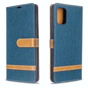 For Galaxy A71 Color Matching Denim Texture Horizontal Flip PU Leather Case with Holder & Card Slots & Wallet & Lanyard(Dark Blue) (OEM)