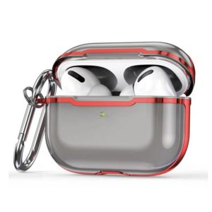 DDEHY668 Electroplated Transparent Silicone + PC Protective Cover For AirPods Pro(Transparent Black + Red) (OEM)