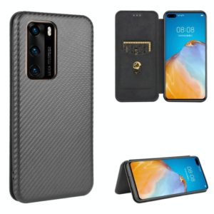 For Huawei P40 Carbon Fiber Texture Horizontal Flip TPU + PC + PU Leather Case with Card Slot(Black) (OEM)