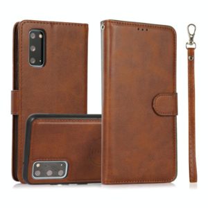 For Samsung Galaxy S20 Calf Texture 2 in 1 Detachable Magnetic Back Cover Horizontal Flip Leather Case with Holder & Card Slots & Wallet & Photo Frame(Brown) (OEM)