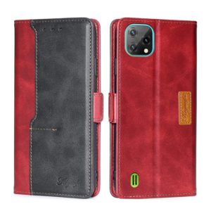 For Blackview A55 Contrast Color Side Buckle Leather Phone Case(Red + Black) (OEM)