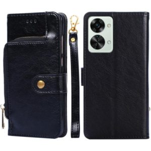 For OnePlus Nord 2T Zipper Bag PU + TPU Horizontal Flip Leather Case(Black) (OEM)
