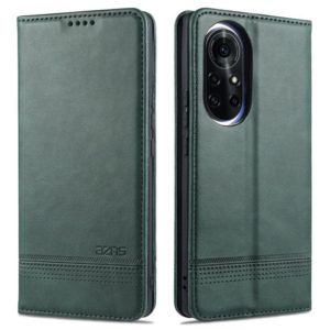For Huawei nova 8 Pro 5G AZNS Magnetic Calf Texture Horizontal Flip Leather Case with Card Slots & Holder & Wallet(Dark Green) (AZNS) (OEM)