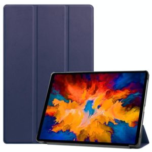 For Lenovo Tab P11 Pro (TB-XJ706F) Custer Texture Horizontal Flip Leather Case with Three-folding Holder & Sleep / Wake-up Function(Dark Blue) (OEM)