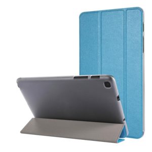 Silk Texture Three-fold Horizontal Flip Leather Case with Holder For Samsung Galaxy Tab A7 Lite 8.7 T220 / T225(Sky Blue) (OEM)