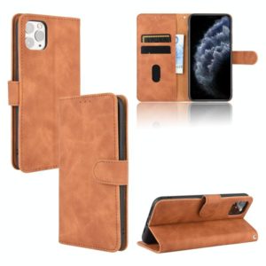 For iPhone 12 Pro Max Solid Color Skin Feel Magnetic Buckle Horizontal Flip Calf Texture PU Leather Case with Holder & Card Slots & Wallet(Brown) (OEM)