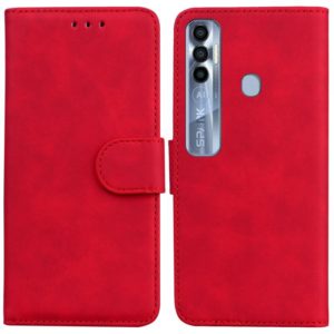 For Tecno Spark 7 Pro Skin Feel Pure Color Flip Leather Phone Case(Red) (OEM)