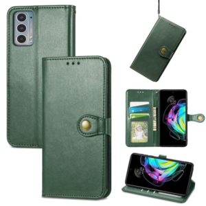 For Motorola Edge 20 Solid Color Leather Buckle Phone Case with Lanyard & Photo Frame & Card Slot & Wallet & Stand Function(Green) (OEM)