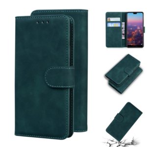 For Huawei P20 Skin Feel Pure Color Flip Leather Phone Case(Green) (OEM)