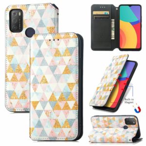 For Alcatel 1S (2021) Colorful Magnetic Horizontal Flip PU Leather Case with Holder & Card Slot & Wallet(Rhombus) (OEM)