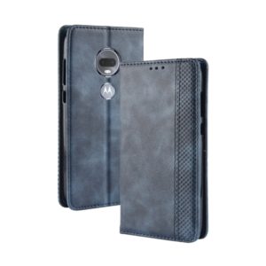 Magnetic Buckle Retro Texture Horizontal Flip Leather Case for Motorola Moto G7, with Holder & Card Slots & Wallet (Blue) (OEM)