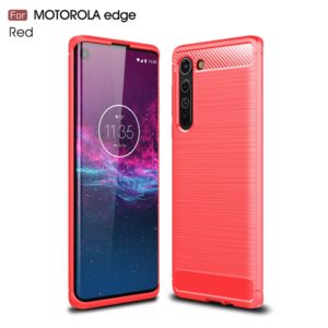 For Motorola Moto Edge Brushed Texture Carbon Fiber TPU Case(Red) (OEM)