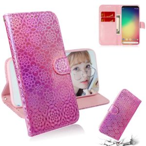 For Google Pixel 4 Solid Color Colorful Magnetic Buckle Horizontal Flip PU Leather Case with Holder & Card Slots & Wallet & Lanyard(Pink) (OEM)