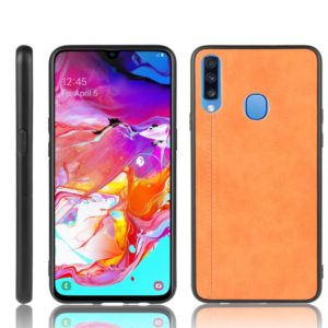 For Galaxy A20s Shockproof Sewing Cow Pattern Skin PC + PU + TPU Case(Orang) (OEM)