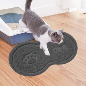 Lovely PVC Cat Litter Mat Eight-shaped Anti-skid Placemat Pet Supplies(Gray) (OEM)