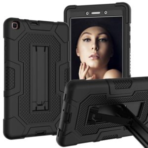 For Samsung Galaxy Tab A 8.0 (2019) / T290 Contrast Color Robot Shockproof Silicone + PC Protective Case with Holder(Black) (OEM)