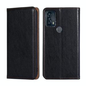 For TCL 20B 6159K Pure Color Magnetic Leather Phone Case(Black) (OEM)