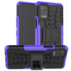 For LG K52 5G Tire Texture Shockproof TPU+PC Protective Case with Holder(Purple) (OEM)